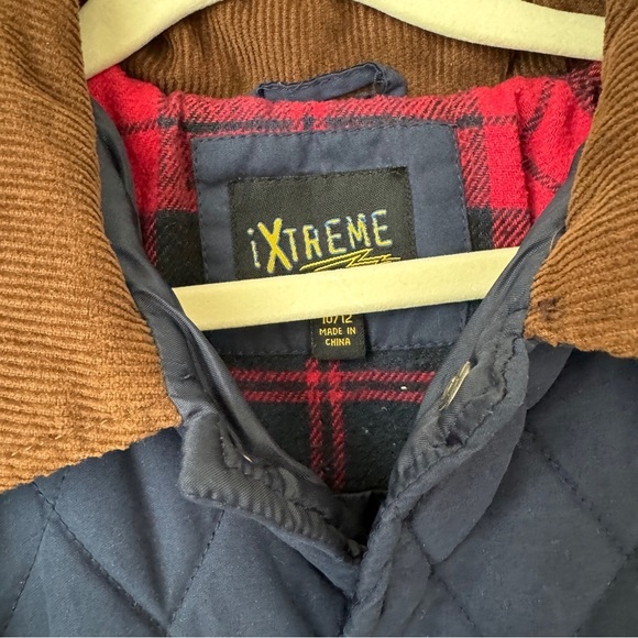 ixtreme barn jacket navy boys quilted field coat corduroy collar snap pockets - Picture 4 of 7